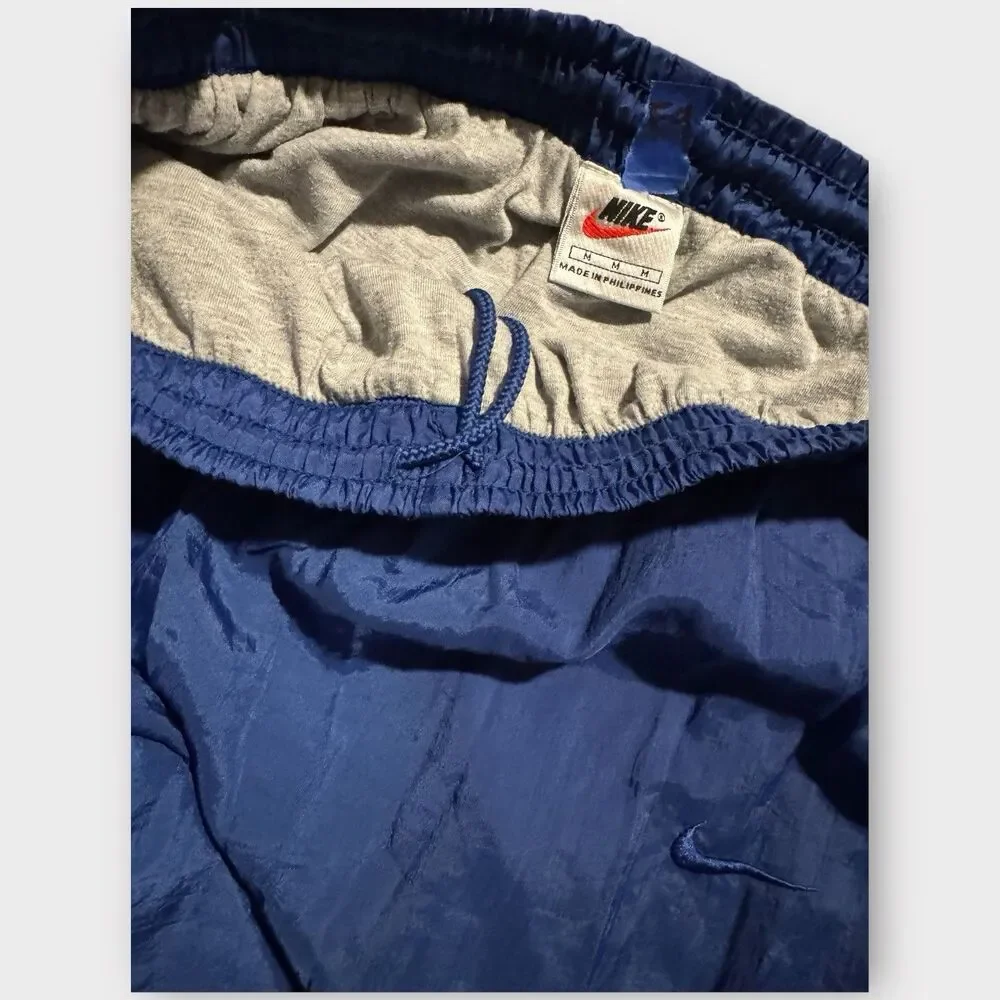Vintage NIKE 90s Men M Track Pants Blue Fit Inner Liner Parachute Windbreakers